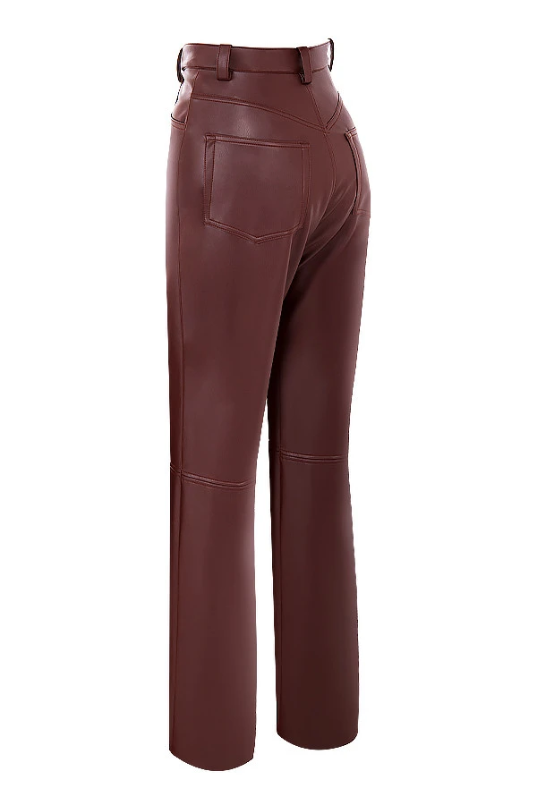 Dark Brown Stretch Vegan Leather Trousers 13 Dark Brown Stretch Vegan Leather Trousers – Bild 11