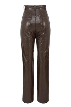 Chocolate Croc Stretch Vegan Leather Trousers -Traumhafte Kleider sb5887e 03