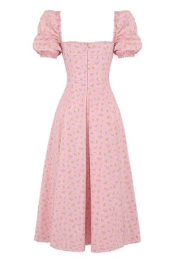 Pink Floral Puff Sleeve Midi Dress 33 Pink Floral Puff Sleeve Midi Dress -Traumhafte Kleider sb6025d 03