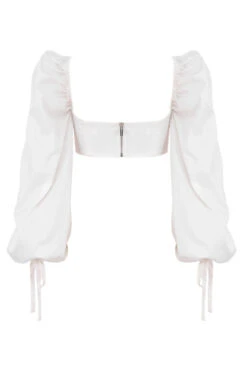 White Balloon Sleeve Corset Top -Traumhafte Kleider sb6034 03