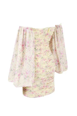 Lemon Floral Ruched Corset Dress -Traumhafte Kleider sb6039 02a