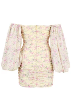 Lemon Floral Ruched Corset Dress -Traumhafte Kleider sb6039 03a