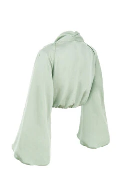Sage Silky Satin Plunge Blouson Top -Traumhafte Kleider sb6047 02v