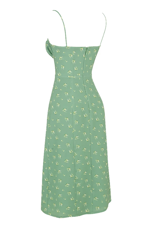 Olive Floral Bustier Midi Dress 16 Olive Floral Bustier Midi Dress – Bild 14