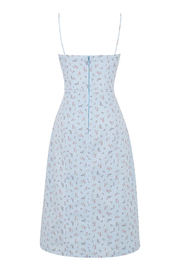 Blue Floral Bustier Midi Dress 13 Blue Floral Bustier Midi Dress – Bild 11