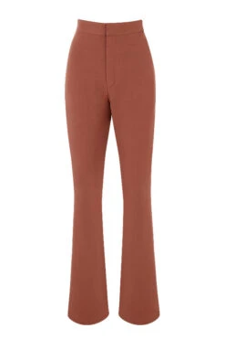 Mocha Linen Tailored Flare Trousers -Traumhafte Kleider sb6653 01j