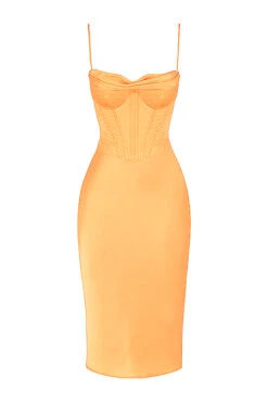 Tangerine Satin Corset Midi Dress -Traumhafte Kleider sb6657e 01a