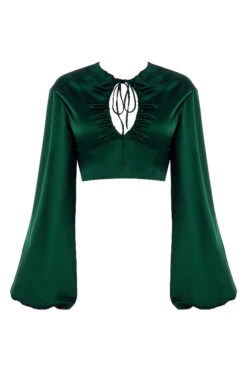 Emerald Green Satin Balloon Sleeve Top 29 Emerald Green Satin Balloon Sleeve Top -Traumhafte Kleider sb6837 01j