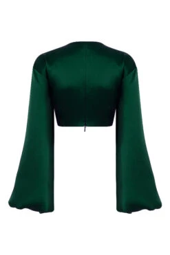 Emerald Green Satin Balloon Sleeve Top 31 Emerald Green Satin Balloon Sleeve Top -Traumhafte Kleider sb6837 03j