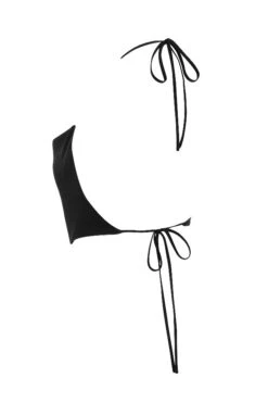 Black Satin Tie Back Crop Top -Traumhafte Kleider sb6840 02