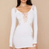 White Stretch Knit Mini Dress -Traumhafte Kleider sb6841a 16