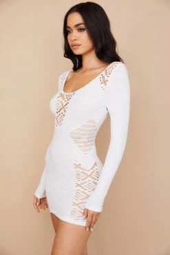 White Stretch Knit Mini Dress -Traumhafte Kleider sb6841a 17