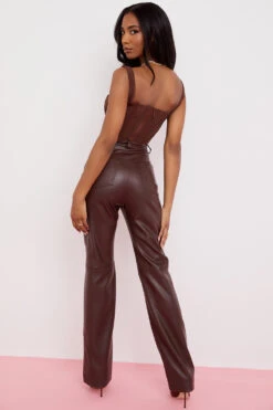 Dark Brown Stretch Vegan Leather Trousers 21 Dark Brown Stretch Vegan Leather Trousers -Traumhafte Kleider sb6864b 15