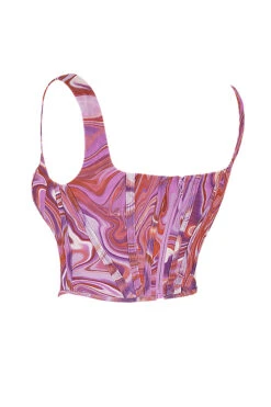 Purple Swirl Print Mesh Corset -Traumhafte Kleider sb6864d 02