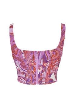 Purple Swirl Print Mesh Corset -Traumhafte Kleider sb6864d 03