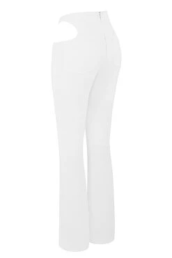 White Crepe Cutout Trousers -Traumhafte Kleider sb7000 02