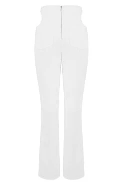 White Crepe Cutout Trousers -Traumhafte Kleider sb7000 03