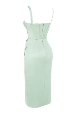 Pistachio Satin Corset Midi Dress -Traumhafte Kleider sb7014a 02tt