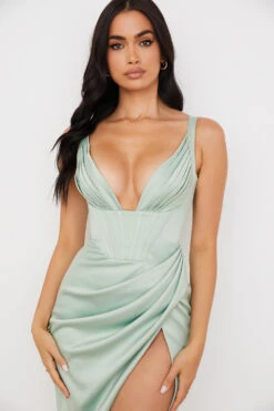 Pistachio Satin Corset Midi Dress -Traumhafte Kleider sb7014a 7