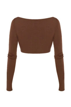 Chocolate Gathered Crop Top -Traumhafte Kleider sb7101 03