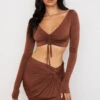 Chocolate Gathered Crop Top -Traumhafte Kleider sb7101 6