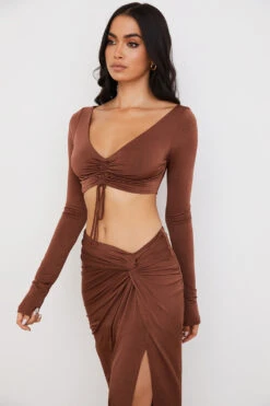 Chocolate Gathered Crop Top -Traumhafte Kleider sb7101 9