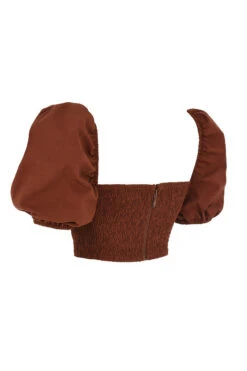 Cocoa Puff Sleeve Cropped Top -Traumhafte Kleider sb7105 02