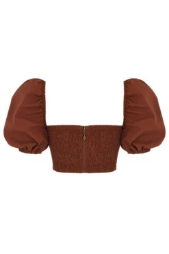 Cocoa Puff Sleeve Cropped Top -Traumhafte Kleider sb7105 03
