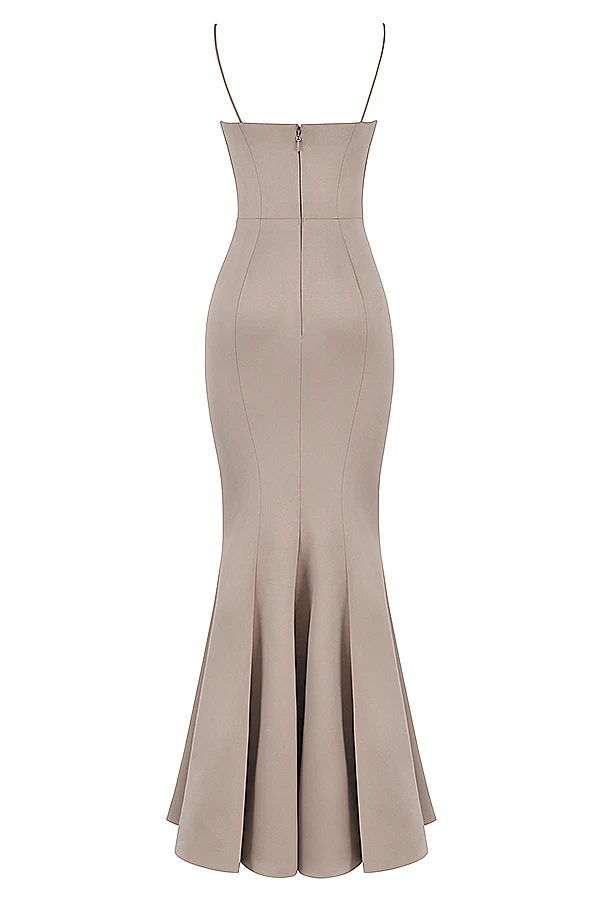 Mushroom Satin Fishtail Gown 12 Mushroom Satin Fishtail Gown – Bild 10