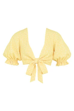 Lemon Floral Tie Front Top -Traumhafte Kleider sb7388 01a