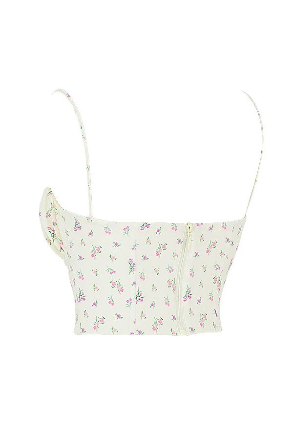 Lemon Ditsy Floral Gathered Bustier Top 15 Lemon Ditsy Floral Gathered Bustier Top – Bild 13