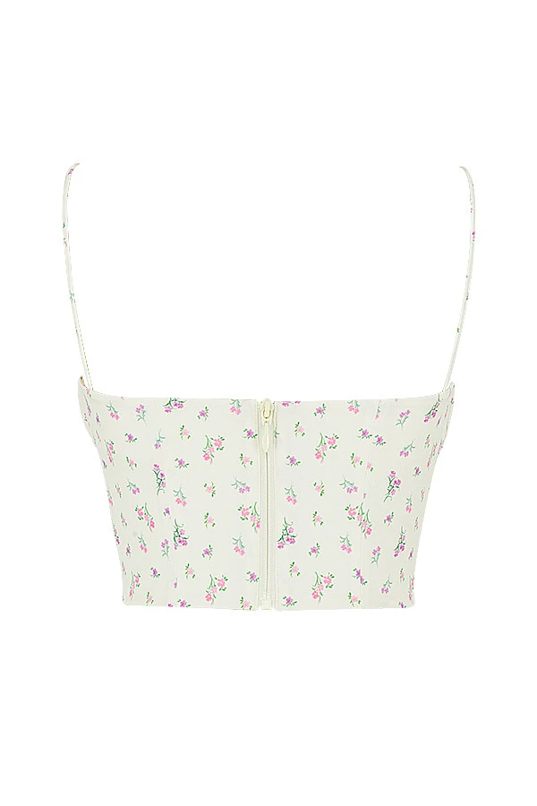 Lemon Ditsy Floral Gathered Bustier Top 16 Lemon Ditsy Floral Gathered Bustier Top – Bild 14