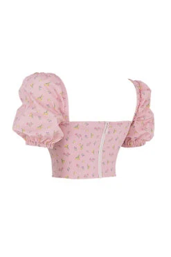 Pink Floral Puff Sleeve Corset 36 Pink Floral Puff Sleeve Corset -Traumhafte Kleider sb7399 02