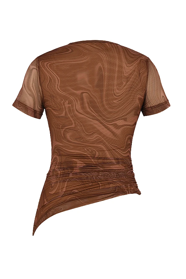 Cocoa Swirl Print Asymmetric T-shirt 11 Cocoa Swirl Print Asymmetric T-shirt – Bild 9