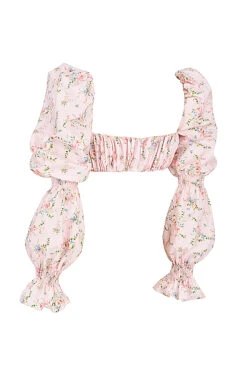 Pink Floral Shirred Bralette Top 18 Pink Floral Shirred Bralette Top -Traumhafte Kleider sb7433a 02