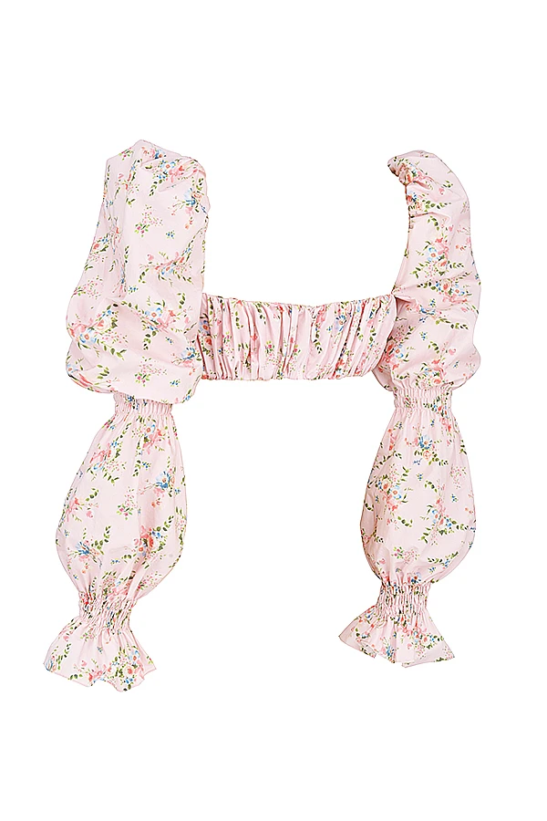 Pink Floral Shirred Bralette Top 10 Pink Floral Shirred Bralette Top – Bild 8