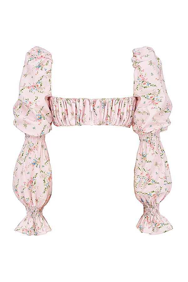 Pink Floral Shirred Bralette Top 11 Pink Floral Shirred Bralette Top – Bild 9