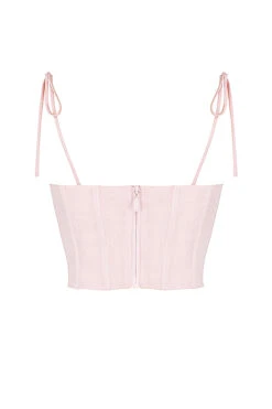 Baby Pink Chiffon Gathered Bust Cropped Corset 25 Baby Pink Chiffon Gathered Bust Cropped Corset -Traumhafte Kleider sb7443 03