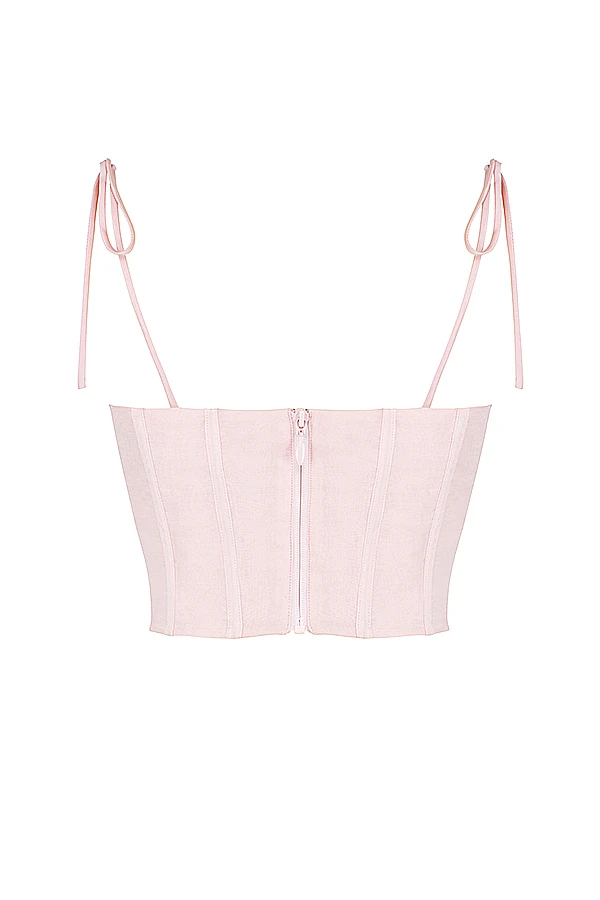 Baby Pink Chiffon Gathered Bust Cropped Corset 14 Baby Pink Chiffon Gathered Bust Cropped Corset – Bild 12