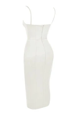 Ivory Satin Corset Midi Dress -Traumhafte Kleider sb7457c 02