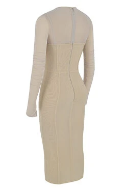 Beige Corset Midi Dress -Traumhafte Kleider sb7463 02