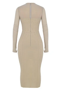 Beige Corset Midi Dress -Traumhafte Kleider sb7463 03