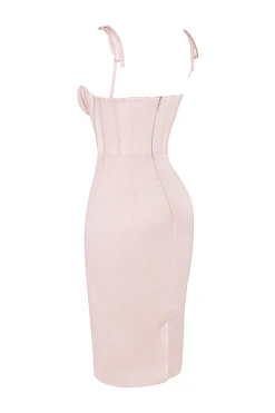 Blush Pink Satin Corset Midi Dress -Traumhafte Kleider sb7536 02a