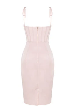 Blush Pink Satin Corset Midi Dress -Traumhafte Kleider sb7536 03a