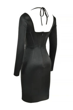 Black Disco Satin Corset Dress -Traumhafte Kleider sb7629 02