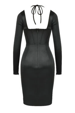 Black Disco Satin Corset Dress -Traumhafte Kleider sb7629 03