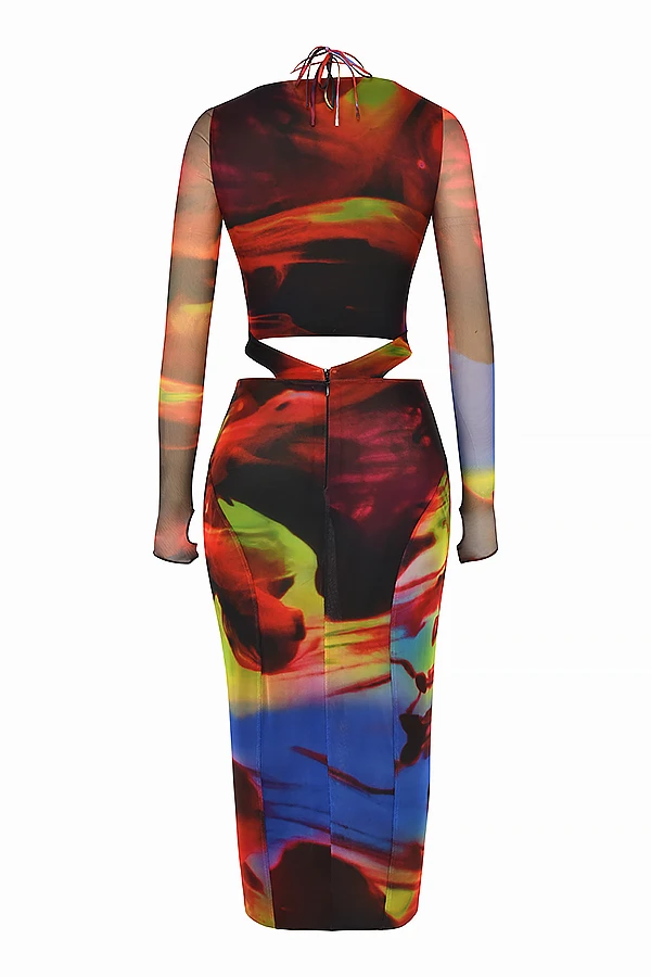Printed Cut Out Midi Dress 18 Printed Cut Out Midi Dress – Bild 16