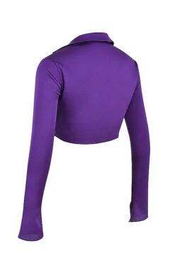 Grape Satin Cropped Tie Front Top -Traumhafte Kleider sb7802 02