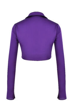 Grape Satin Cropped Tie Front Top -Traumhafte Kleider sb7802 03