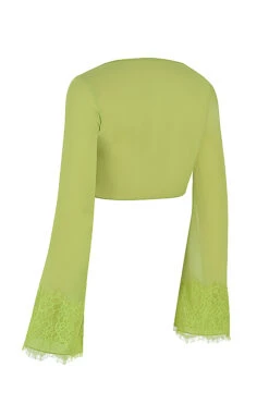 Lime Green Georgette Cropped Top -Traumhafte Kleider sb7823 02